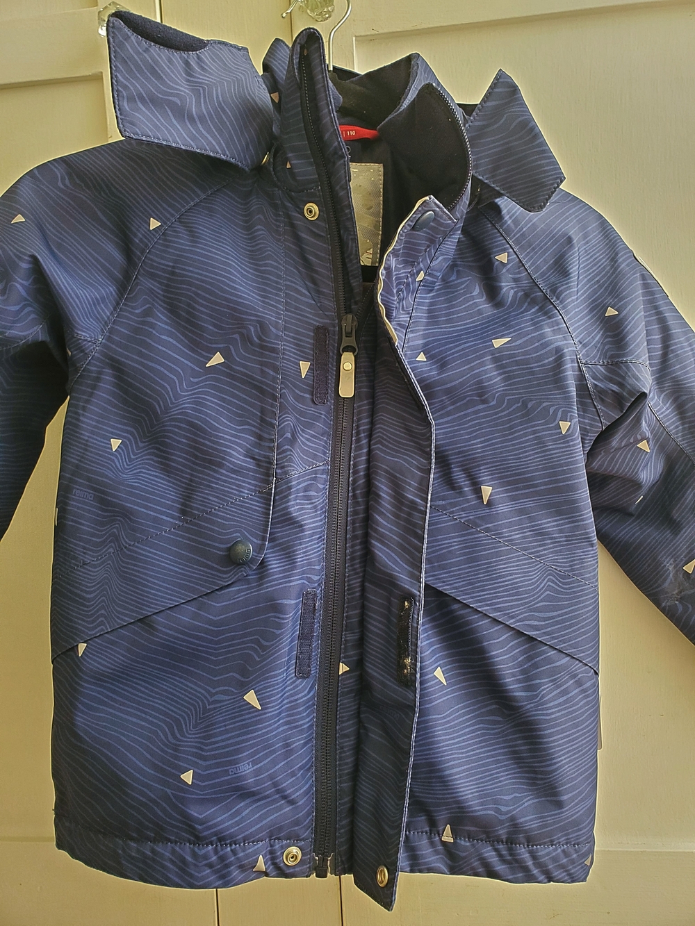 Kids Navy Blue Patterned Winter Jacket